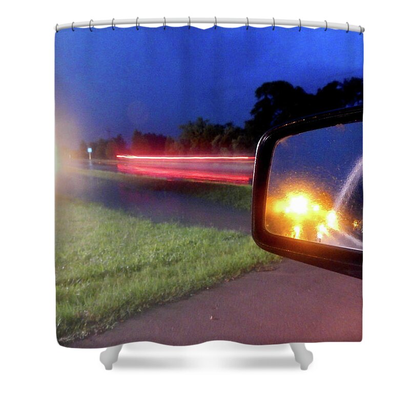 Art Shower Curtain featuring the photograph Fast Traffic Reflections #6242 by Barbara Tristan