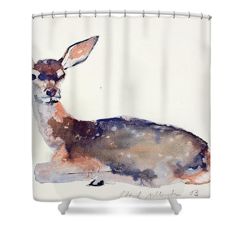 Fawn Shower Curtain featuring the painting Fawn by Mark Adlington