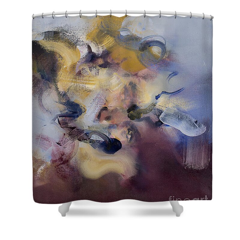 Blues Shower Curtain featuring the painting Fear of Letting Go by Ritchard Rodriguez