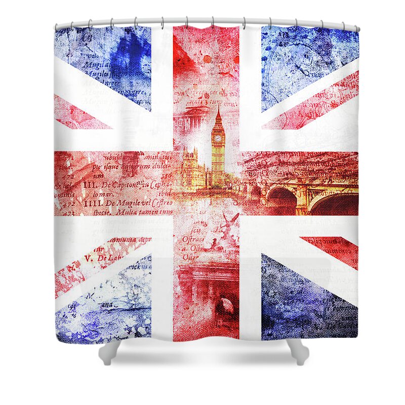 England Shower Curtain featuring the digital art Fearless by Nicky Jameson