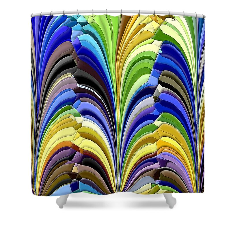 Abstract Shower Curtain featuring the digital art Feathered Friends by Tim Allen