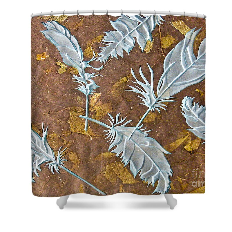 Brown Shower Curtain featuring the photograph Fall Feathers #1 by Alone Larsen