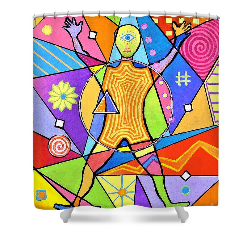 Feel Shower Curtain featuring the painting Feel The Vibes by Jeremy Aiyadurai