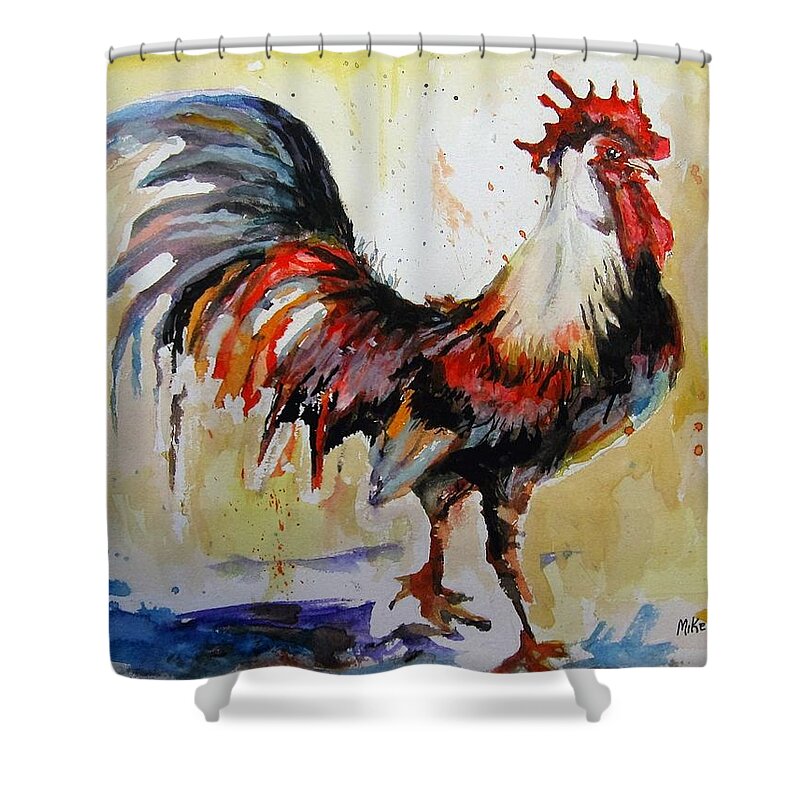 Rooster Shower Curtain featuring the painting Feeling Cocky by Mike Benton