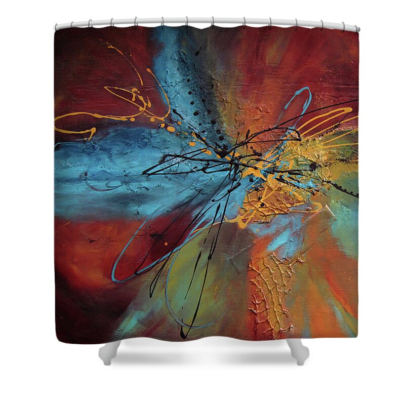 Abstract Shower Curtain featuring the painting Feeling Free by Roberta Rotunda