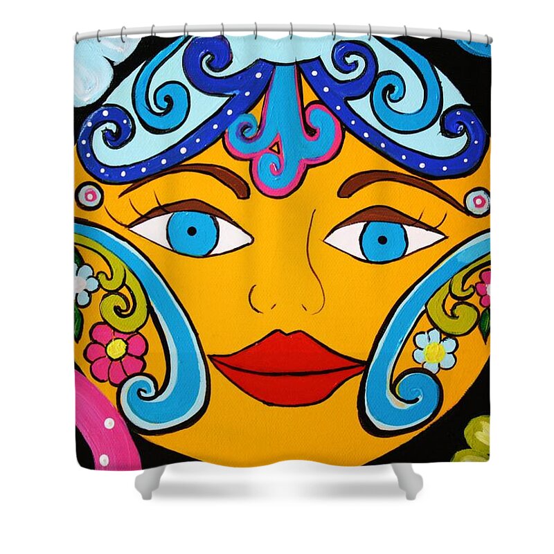Talavera Sun Shower Curtain featuring the painting Feeling Groovy by Melinda Etzold