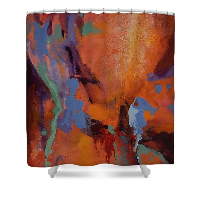 Abstract Shower Curtain featuring the painting Feeling the Heat by Chris Hobel