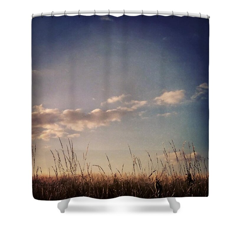 Lumia1520 Shower Curtain featuring the photograph Feldversuch.

#wolkig #clouds #field by Mandy Tabatt