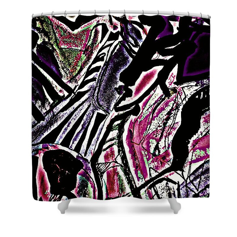 Katerina Stamatelos Art Shower Curtain featuring the painting Femme-Fatale-32 by Katerina Stamatelos