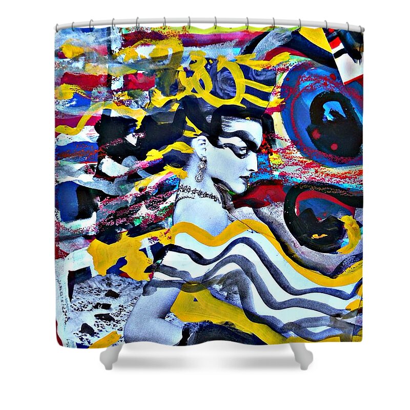 Katerina Stamatelos Art Shower Curtain featuring the painting Femme-Fatale-41 by Katerina Stamatelos