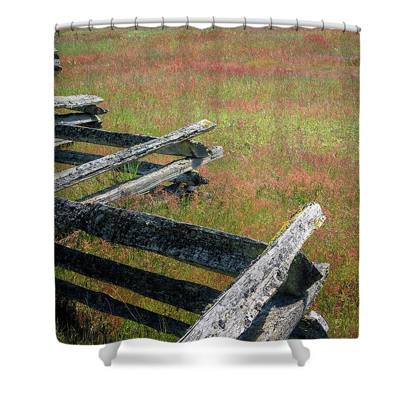 Oregon Coast Shower Curtain featuring the photograph Fence And Field by Tom Singleton