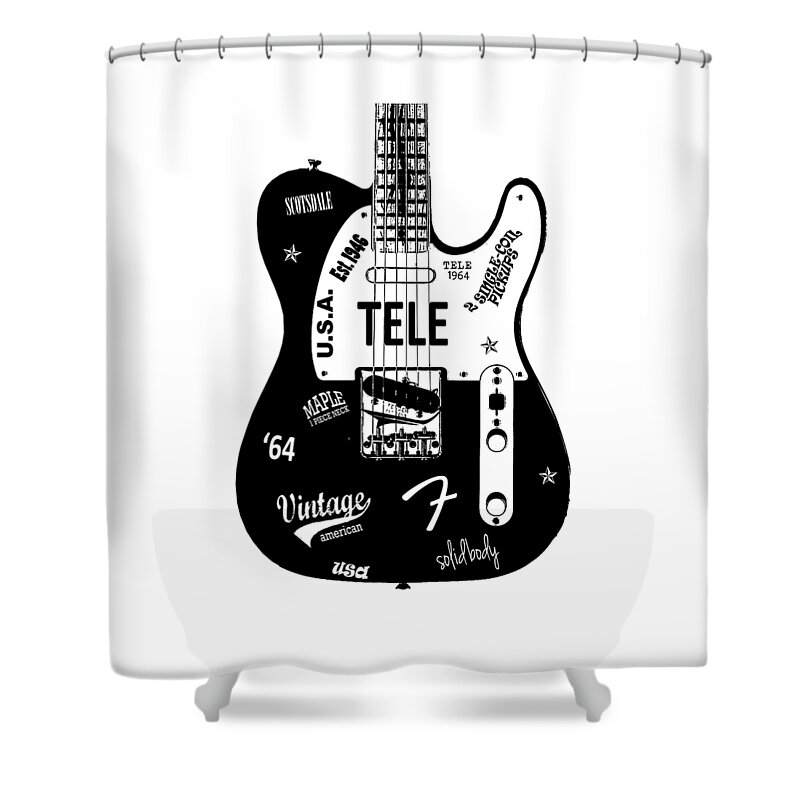 Fender Telecaster Shower Curtain featuring the photograph Fender Telecaster 64 by Mark Rogan
