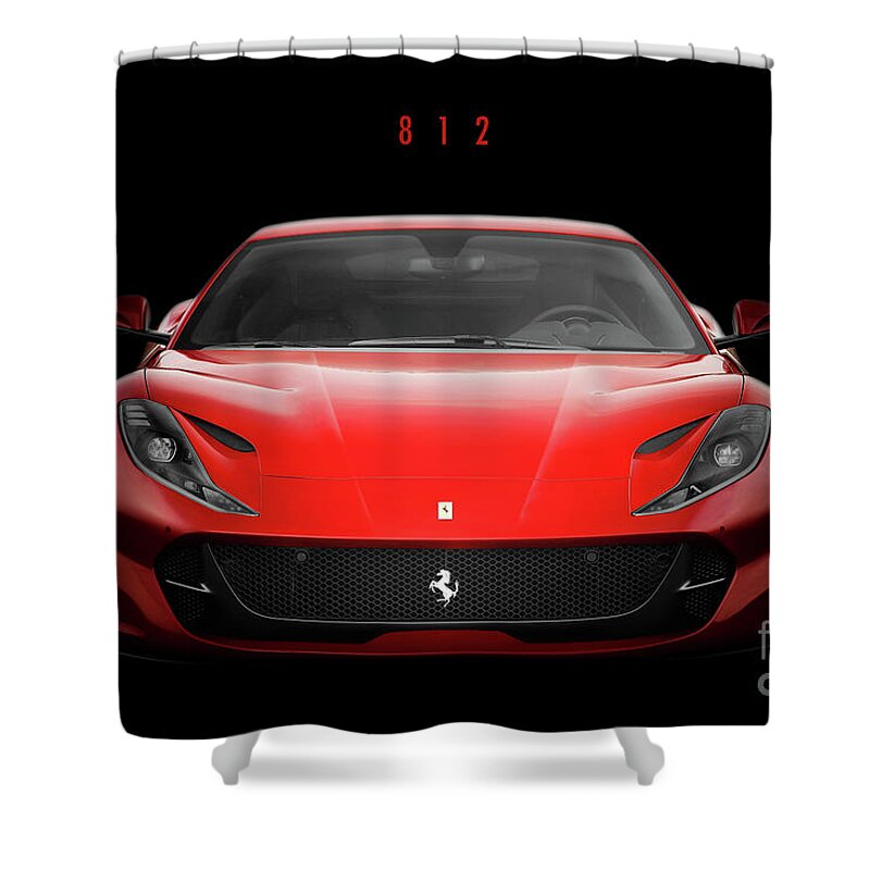 Ferrari Shower Curtain featuring the digital art Ferrari 812 by Airpower Art
