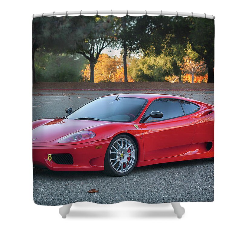 F12 Shower Curtain featuring the photograph #Ferrari #Challenge #Stradale #Print by ItzKirb Photography