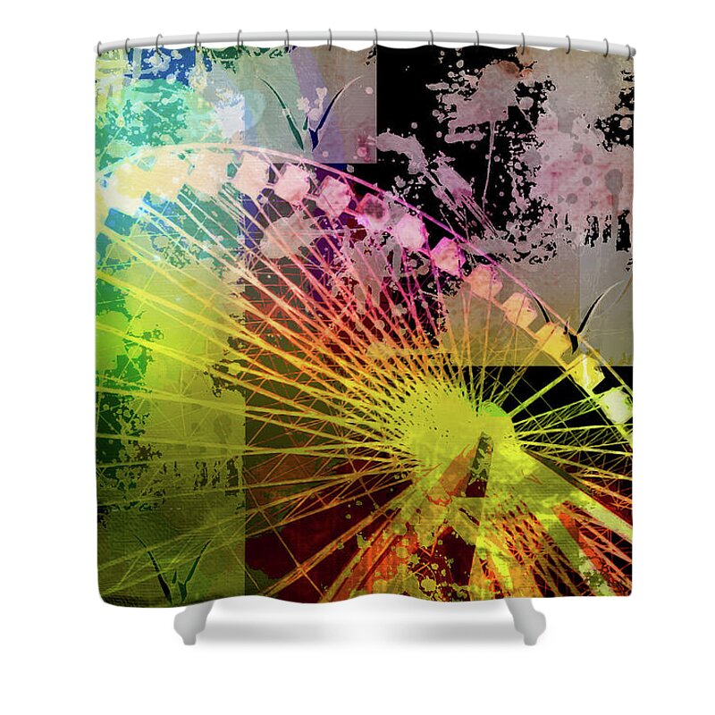 Louvre Shower Curtain featuring the mixed media Ferris 12 by Priscilla Huber