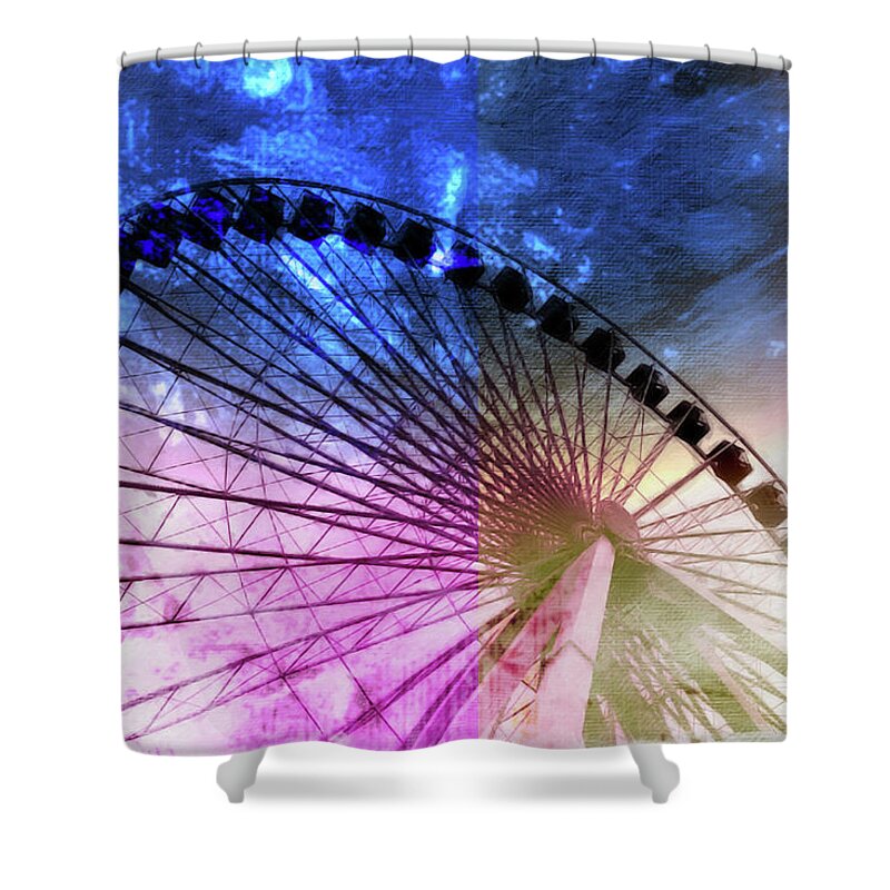 Louvre Shower Curtain featuring the mixed media Ferris 2 by Priscilla Huber