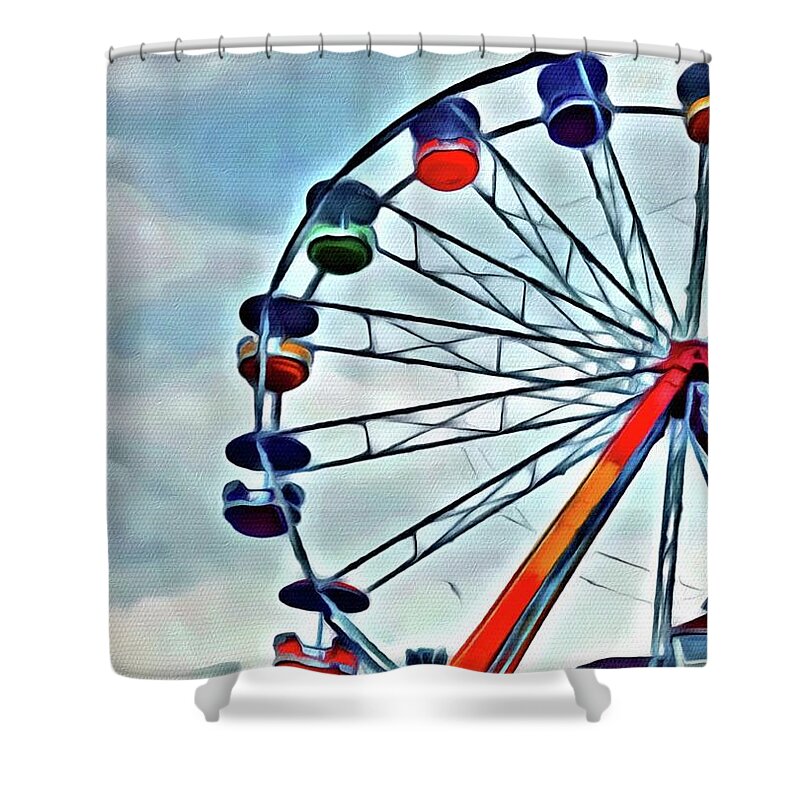 Ferris Wheel Shower Curtain featuring the painting Ferris Wheel by Marian Lonzetta