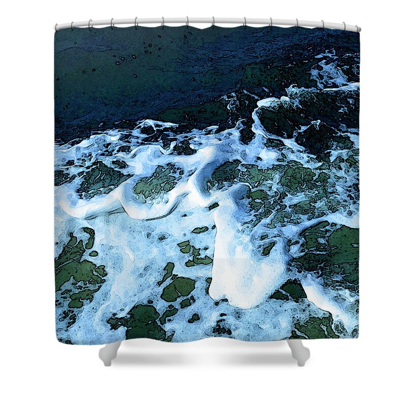 Backwash Shower Curtain featuring the digital art Ferry's Wake by Gina Harrison