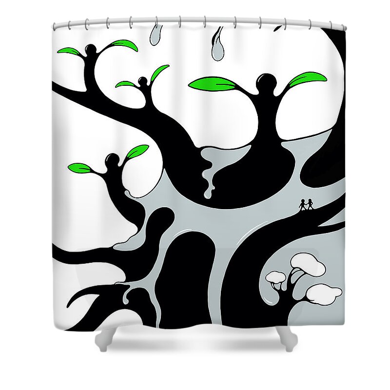 Modern Art Shower Curtain featuring the drawing Fertility by Craig Tilley