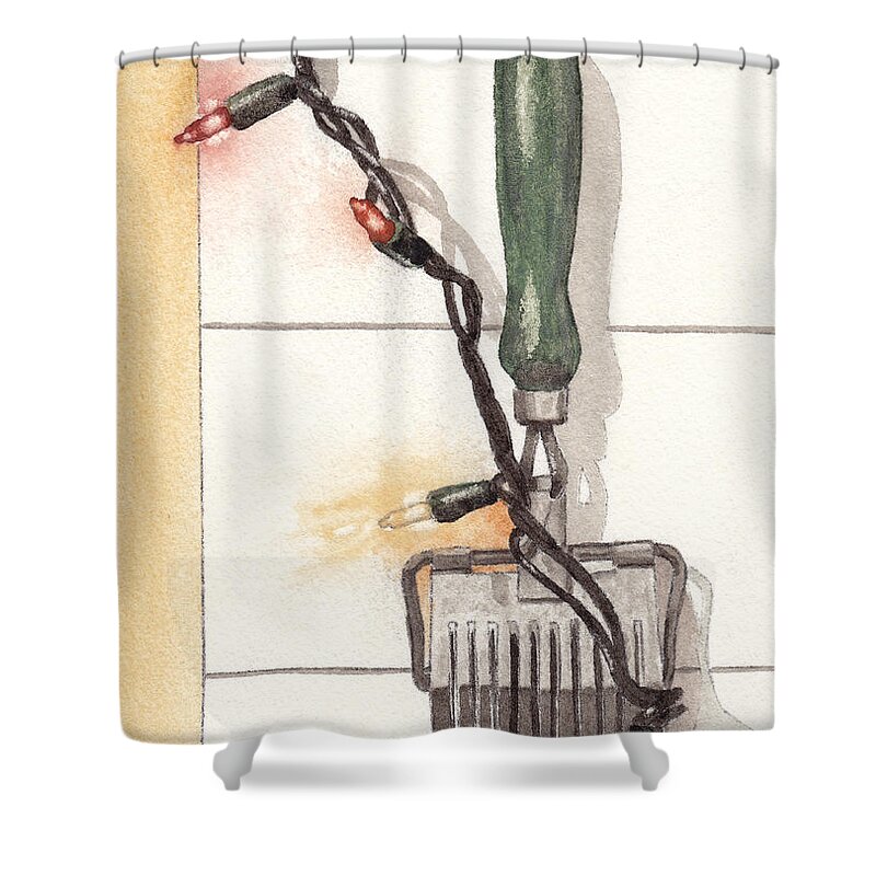 Herb Shower Curtain featuring the painting Festive Antique Herb Cutter by Ken Powers
