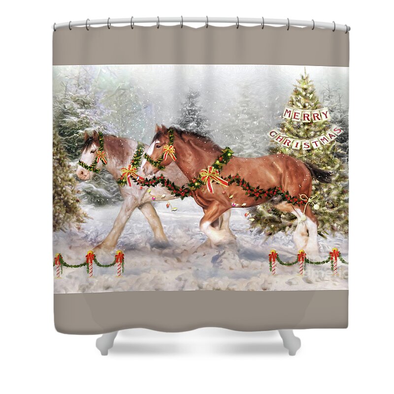 Clydesdale Shower Curtain featuring the digital art Festive Fun by Trudi Simmonds