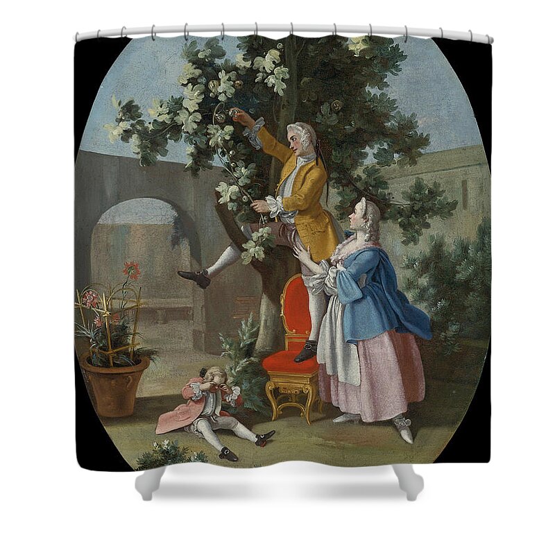 Filippo Falciatore Shower Curtain featuring the painting Fetes Galantes 4 by Filippo Falciatore