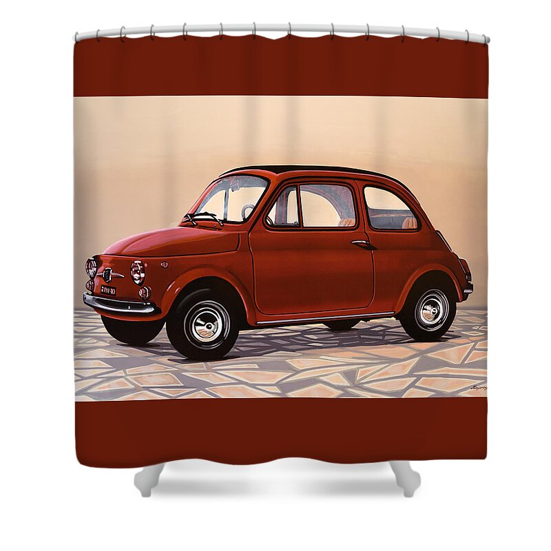 Fiat 500 Shower Curtain featuring the painting Fiat 500 1957 Painting by Paul Meijering