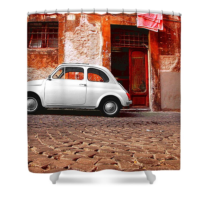 Fiat Shower Curtain featuring the photograph Fiat 500 by Valentino Visentini