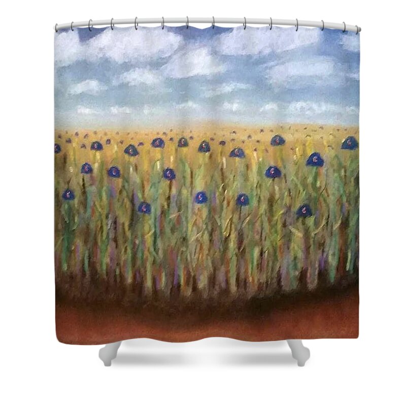 Chicago Cubs Shower Curtain featuring the painting Field of Dreams 2016 by Patricia Tierney