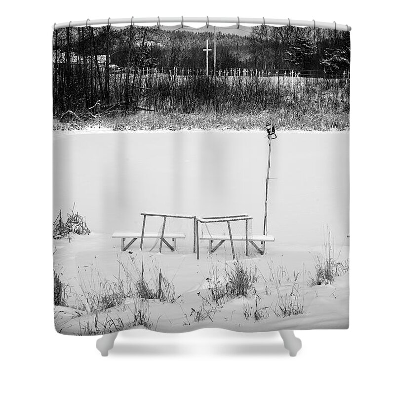 Hockey Shower Curtain featuring the photograph Field of Dreams by Doug Gibbons
