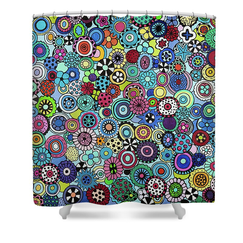 Flowers Shower Curtain featuring the painting Field of Blooms by Beth Ann Scott