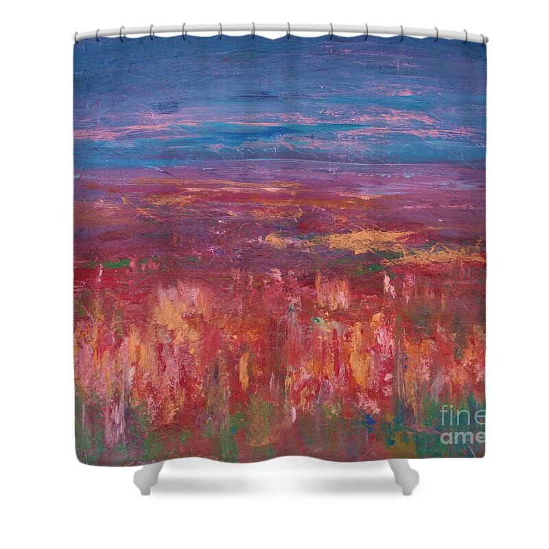 Abstract Shower Curtain featuring the painting Field of Heather by Julie Lueders 