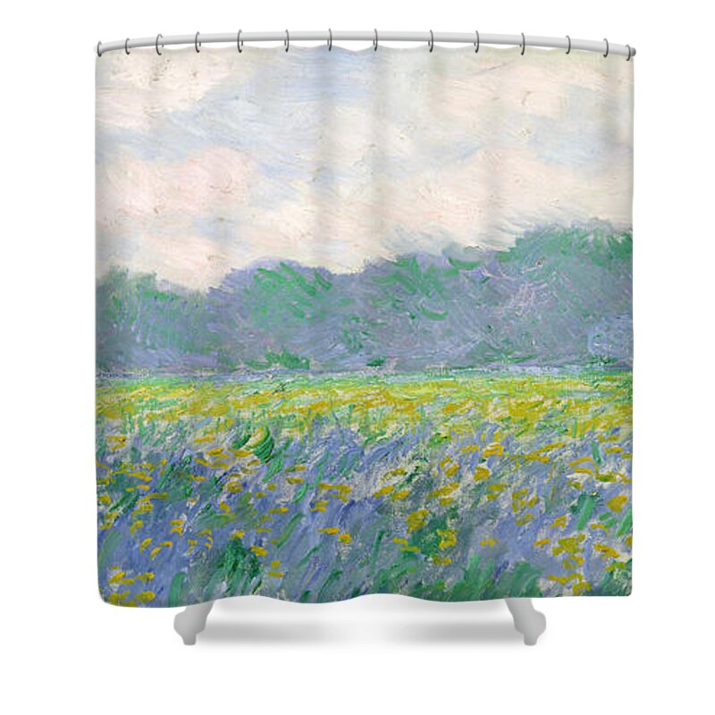 Field Shower Curtain featuring the painting Field of Yellow Irises at Giverny by Claude Monet