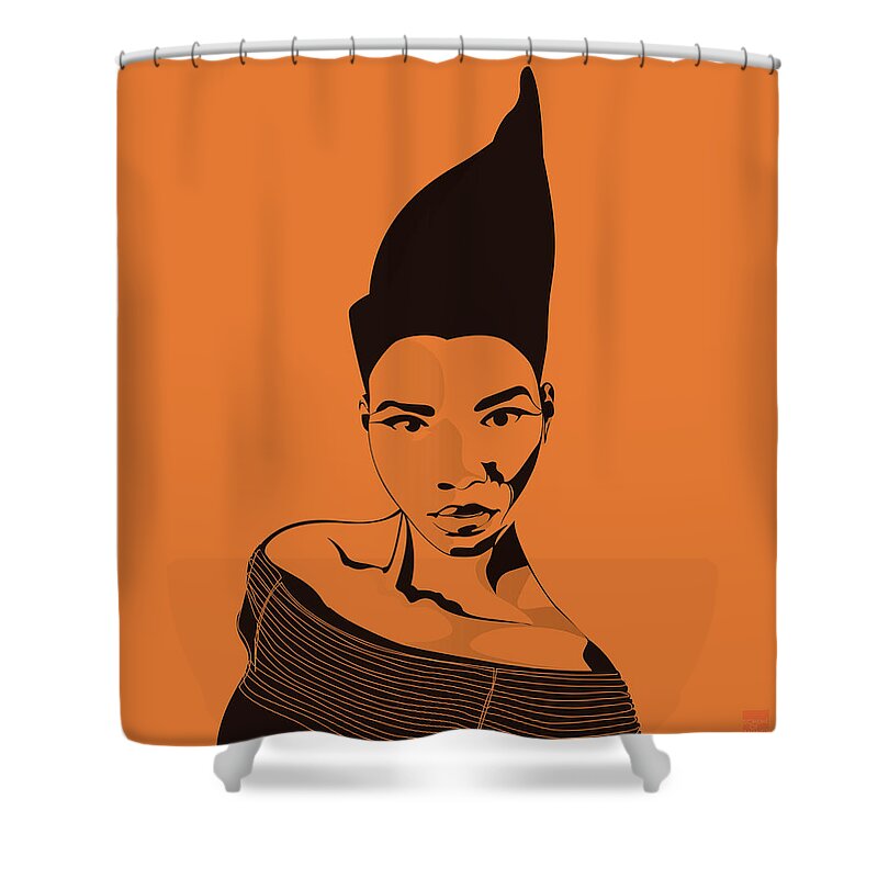 Orange Shower Curtain featuring the digital art Fierce by Scheme Of Things Graphics
