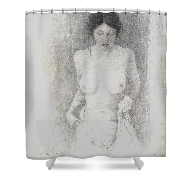 Breasts Shower Curtain featuring the drawing Figure Study 6 by David Ladmore