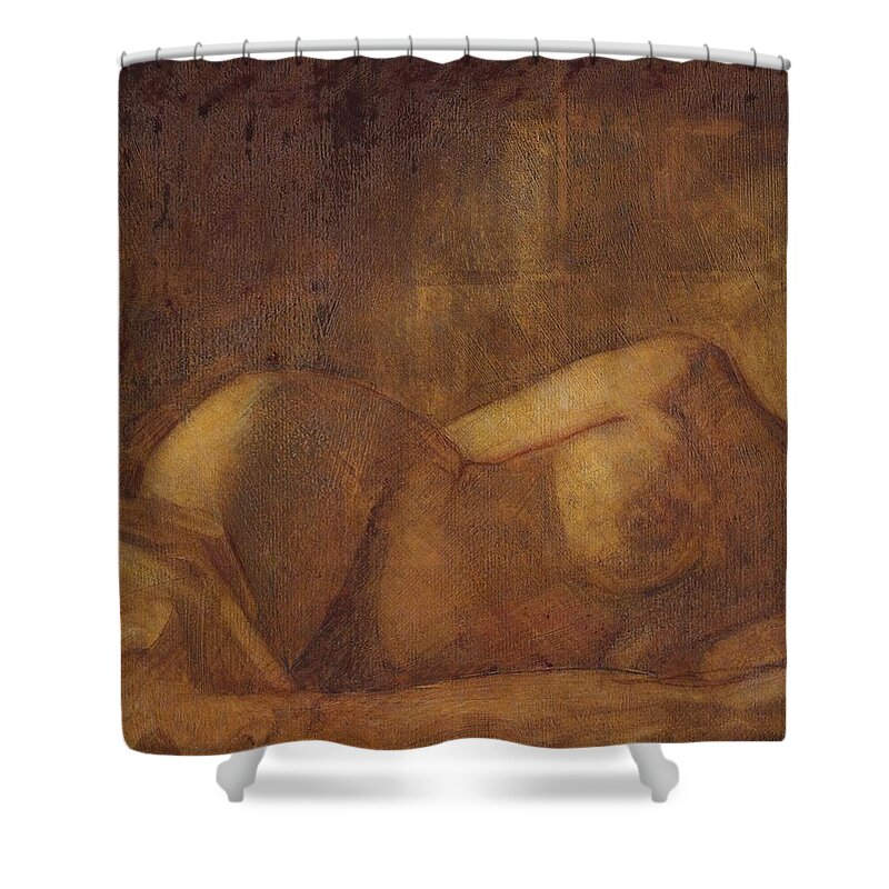 Nude Shower Curtain featuring the painting Figure Study by David Ladmore