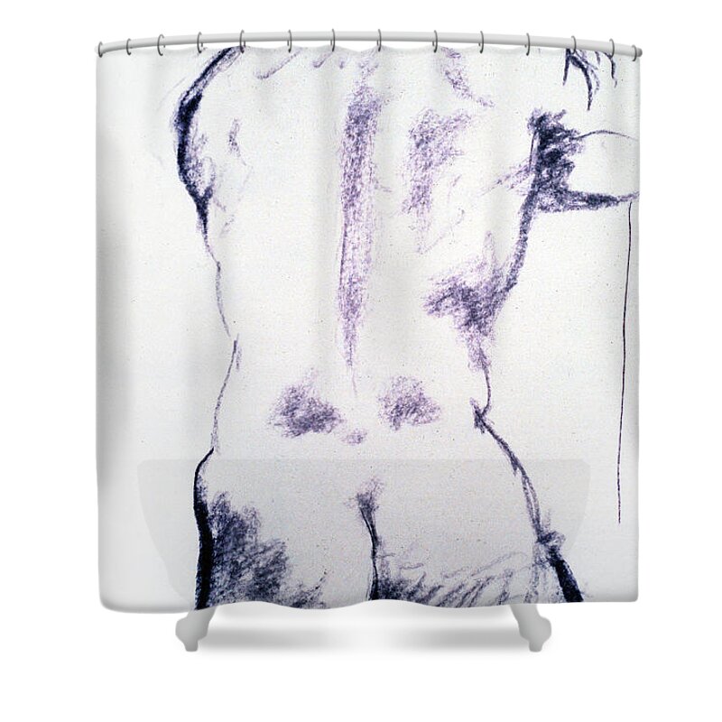 A Set Of Figure Studies Shower Curtain featuring the drawing Figure Study One by Scott Wallin
