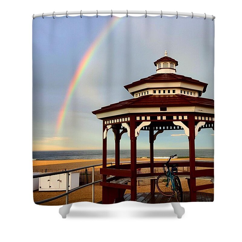  Shower Curtain featuring the photograph Rainbow at the Jersey Shore by Lauren Fitzpatrick