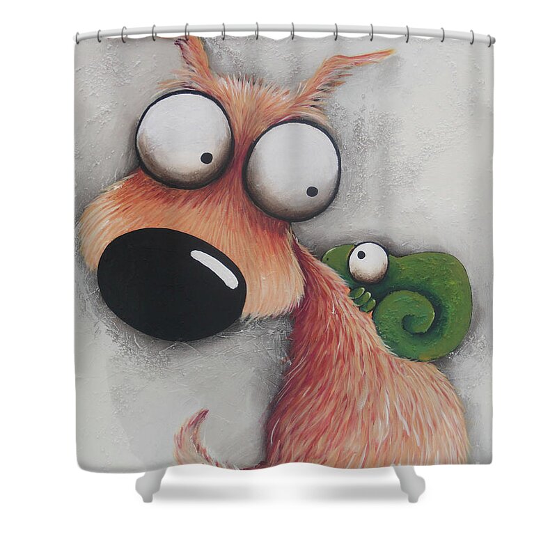 Dog Shower Curtain featuring the painting Finesse, you have it by Lucia Stewart