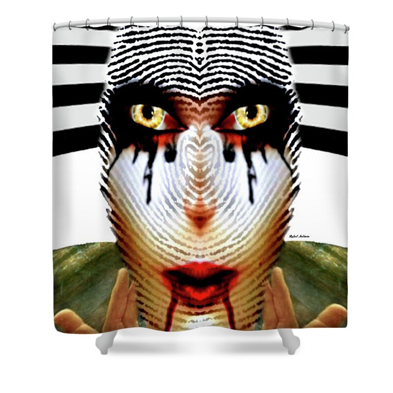 Rafael Salazar Shower Curtain featuring the digital art FIngerprint Mask by Rafael Salazar