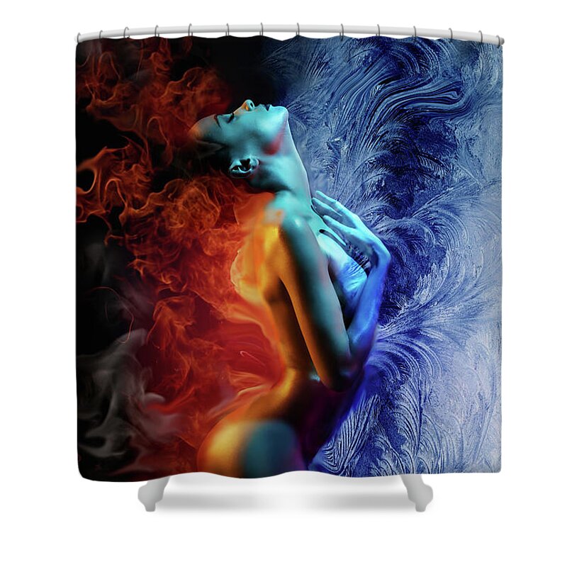 Fire And Ice Shower Curtain featuring the digital art Fire and Ice by Lilia D