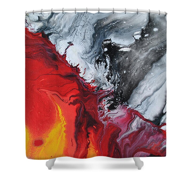 Abstract Shower Curtain featuring the painting Fire and Ice by Sandy Dusek