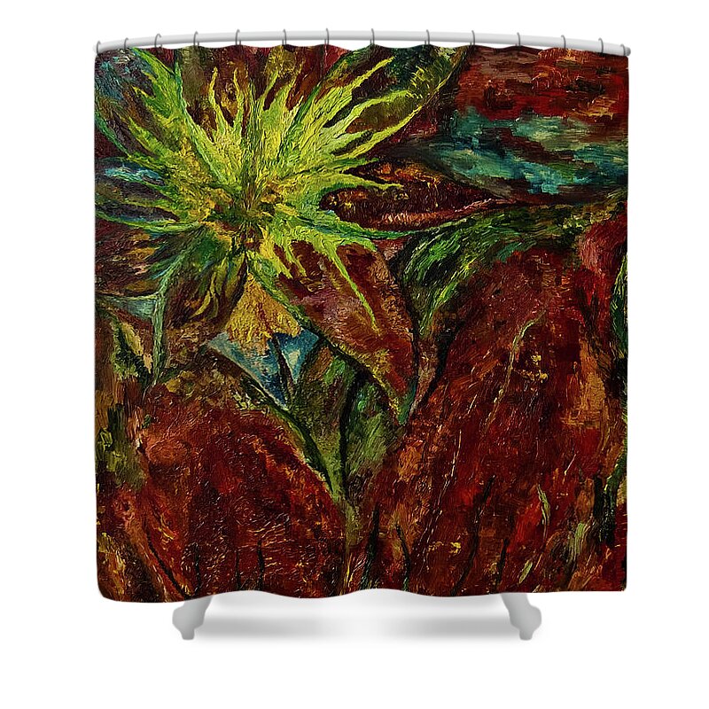 Floral Shower Curtain featuring the painting Fire Flower by Anitra Handley-Boyt
