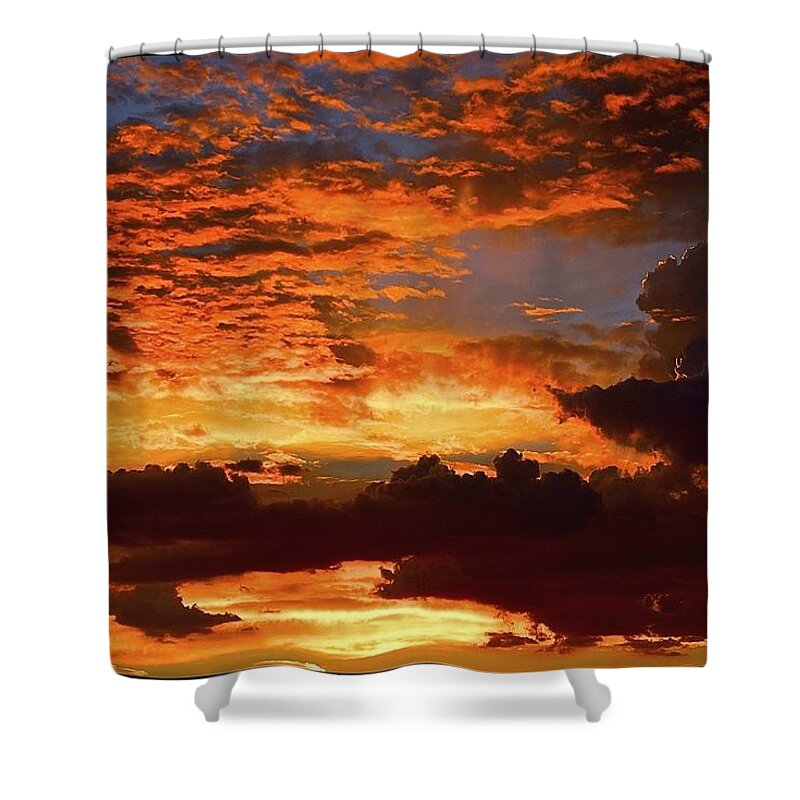 Sunset Shower Curtain featuring the photograph Fire in the Sky by Barbara Zahno