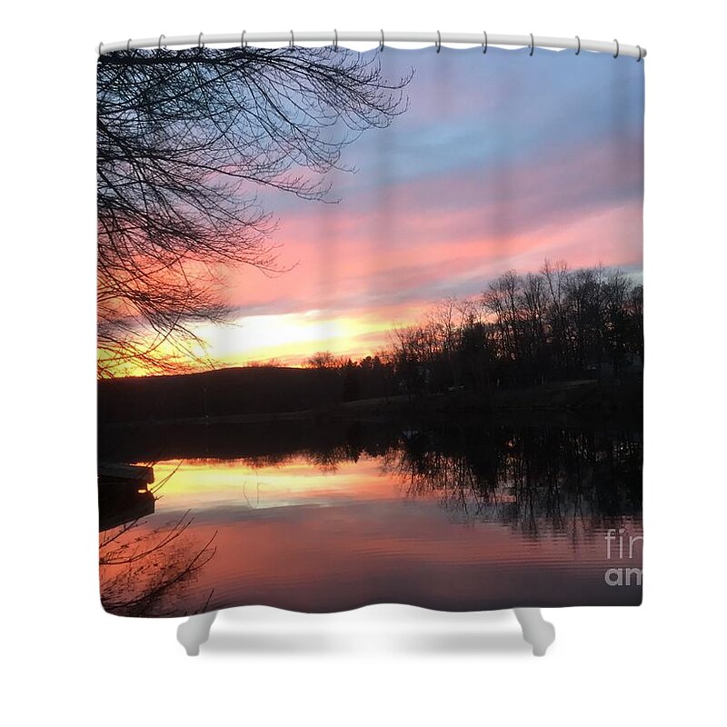 Cloud Shower Curtain featuring the photograph Fire on the Water by Jason Nicholas