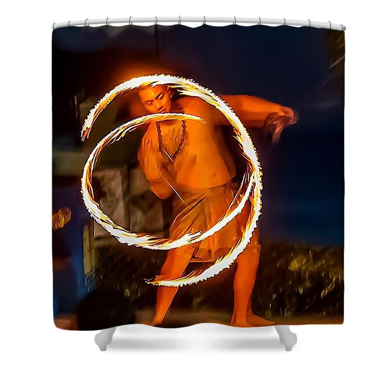 Guam Shower Curtain featuring the photograph Fire Twirl by Ray Shiu