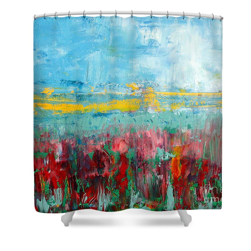 Abstract Shower Curtain featuring the painting Fire weed by Julie Lueders 