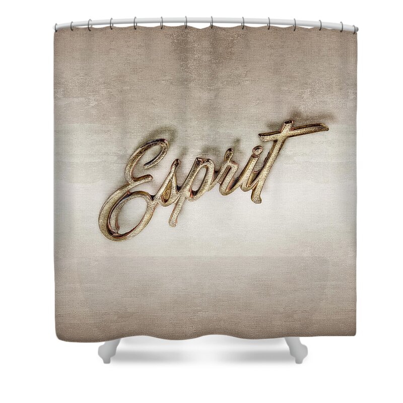 Automotive Shower Curtain featuring the photograph Firebird Esprit Chrome Emblem by YoPedro