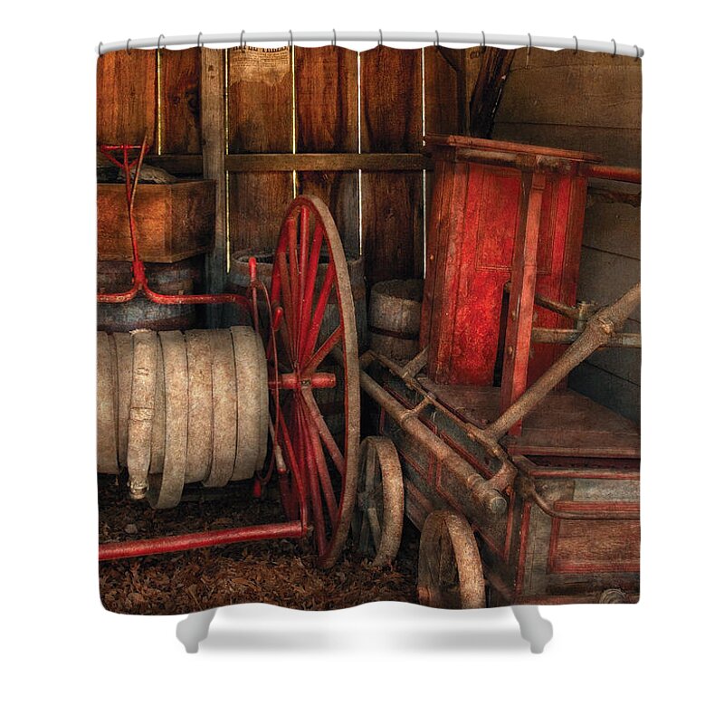 Fireman Shower Curtain featuring the photograph Firefighter - Fire Bridgade by Mike Savad