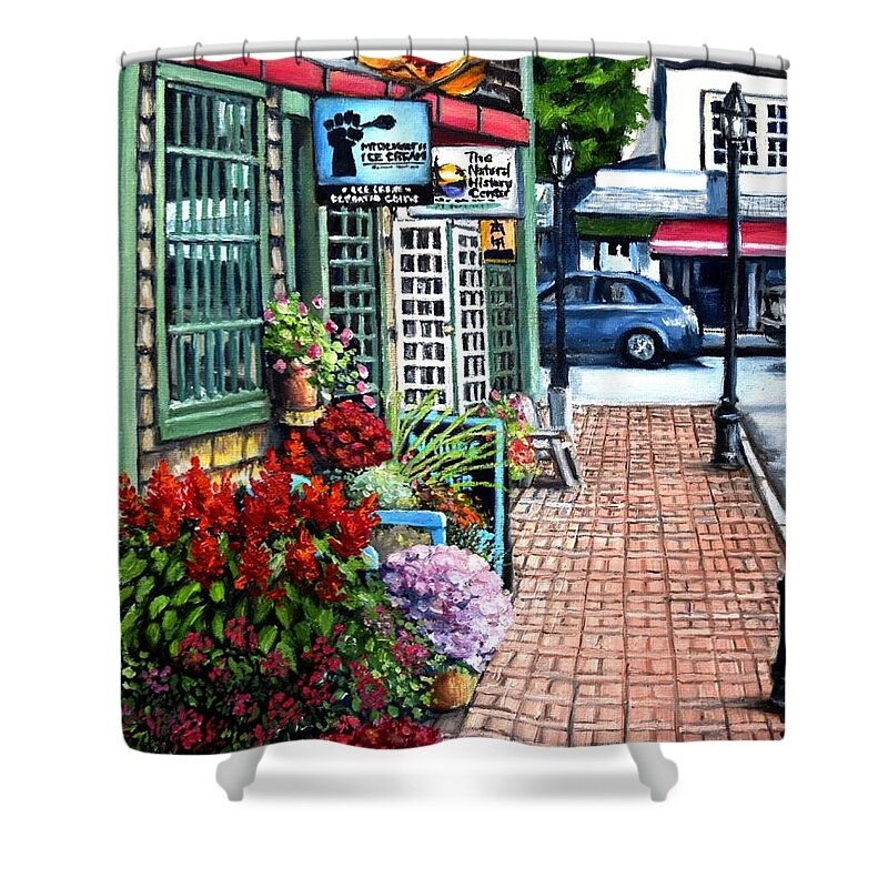 Bar Harbor Shower Curtain featuring the painting Firefly Lane Bar Harbor Maine by Eileen Patten Oliver